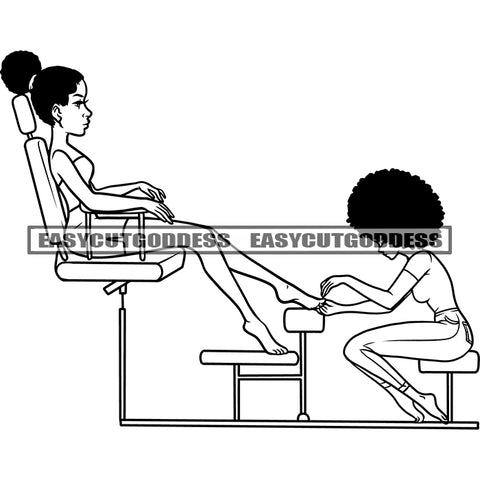 Afro Woman Sitting On Salon Parlor Menu Love Nails African American Woman Design Element Beauty Spa Salon Black And Whit Artwork SVG JPG PNG Vector Clipart Cricut Silhouette Cut Cutting