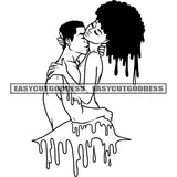 African American Couple Kiss Each Other Hugging Couple Goals Romance Position Romantic Moment BW SVG JPG PNG Vector Clipart Cricut Silhouette Cut Cutting