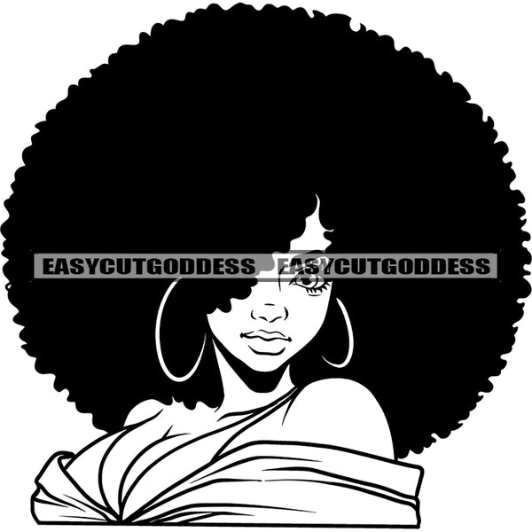 Black And White Artwork African American Sexy Woman Afro Big Hairstyle ...