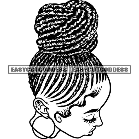 African Woman Sexy Pose Locus Hairstyle Design Element Afro Woman Head And Face Artwork Locus Hairstyle Vector SVG JPG PNG Vector Clipart Cricut Silhouette Cut Cutting