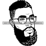 African American Man Head Wearing Sunglasses Black And White Artwork Afro Hairstyle Design Element Nubian Man Phone SVG JPG PNG Vector Clipart Cricut Silhouette Cut Cutting