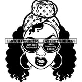 I Am Not Antisocial I Am Selectively Social Quote On Sunglass African American Girls Angry Face Wearing Sunglass And Hoop Earing Hand Scarf Afro Hairstyle SVG JPG PNG Vector Clipart Cricut Silhouette Cut Cutting