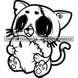 African American Scarface Cat Hand Holding Heart Black And White Artwork Baby Cat Smile Face SVG JPG PNG Vector Clipart Cricut Silhouette Cut Cutting