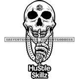Shut Up Hand Sign Skull Skeleton Head Design Element Devil Or Horror Face Skull Head Black And White Artwork BW SVG JPG PNG Vector Clipart Cricut Silhouette Cut Cutting