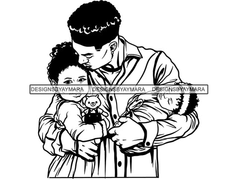 Father's Day Dad Papi Papa My Hero True Love Man Kids Son Daughter Family Together .SVG .PNG .JPG .EPS Vector Clipart  Silhouette Cutting Cut Cricut