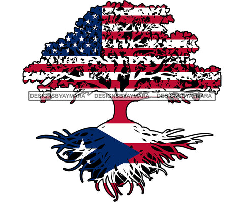 Tree Art Work Design Element USA Flag United State Color Roots White Background Design Trees Root SVG JPG PNG Vector Clipart Cricut Cutting Files