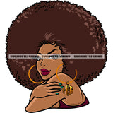 African Beautiful Melanin Girl Blessed Bamboo Hoop Earrings Puffy Afro Hairstyle Vector Design Element White Background SVG JPG PNG Vector Clipart Cricut Cutting Files