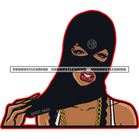 Beautiful Melanin Woman Wearing Mask Vector Sexy Look Afro Girl Holding Mask Open Eye Design Element White Background SVG JPG PNG Vector Clipart Cricut Cutting Files