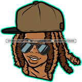 Melanin Young Gangster Boy Head Design Element Boy Wearing Cap And Sunglasses Vector Locus Hair Style SVG JPG PNG Vector Clipart Cricut Cutting Files