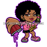 African Girls Holding Juice Glass And Bundle Money Afro Hair Style Vector Girl Smile Face Design Element White Background SVG JPG PNG Vector Clipart Cricut Cutting Files