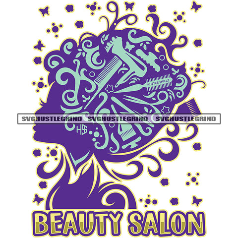 Beauty Salon Color Quote Woman Face Art Work Design Element Salon Accessories White Background  SVG JPG PNG Vector Clipart Cricut Cutting Files