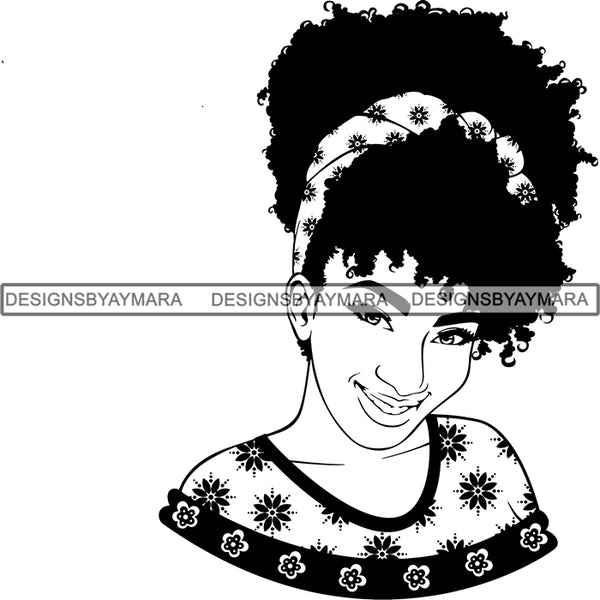 Beautiful Afro Woman Unique Designs In Black and White SVG Cutting Files For Silhouette Cricut and More
