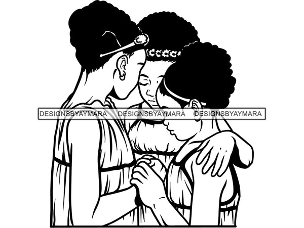 African Girls Praying God SVG Cut File for Silhouette and Cricut