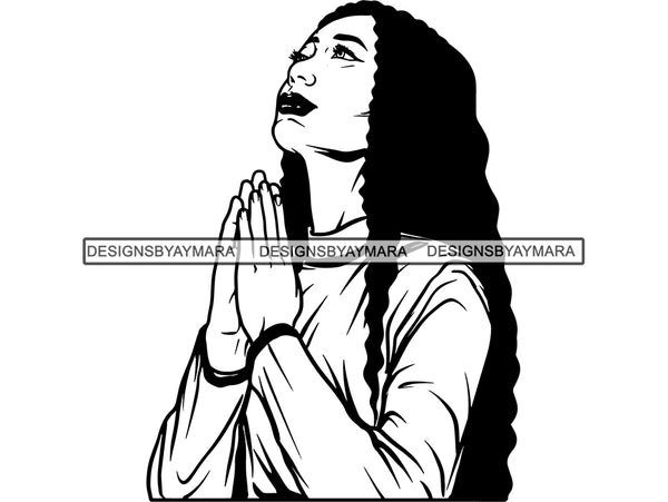 Woman Praying God Cut Files For Silhouette and Cricut