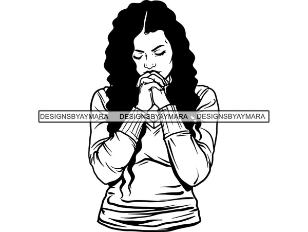 Woman Praying God Cut Files For Silhouette and Cricut