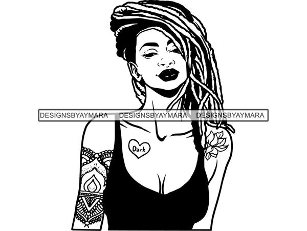 Tattoo Nubian Goddess Dreadlocks Hairstyle SVG Files For Cutting