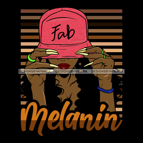 Melanin Woman Wearing Pink Hat Fab SVG JPG PNG Vector Clipart Cricut Silhouette Cut Cutting
