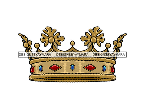 Crown Headwear Royalty Queen Royal Person King Authority Coronation Diadem Gold Jewelry .PNG .SVG Clipart Vector Cricut Cut Cutting
