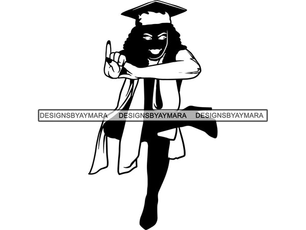 Graduation Woman Student SVG For Silhouette and Cutting File