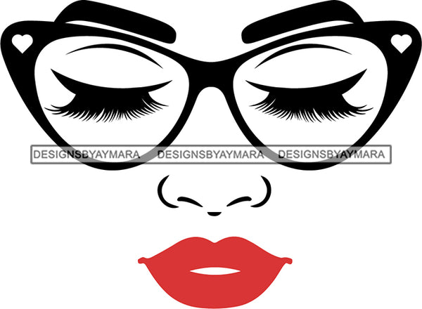 Afro Girl Babe Sexy Glasses Lips Eyes Closed SVG Cutting Files For Silhouette Cricut