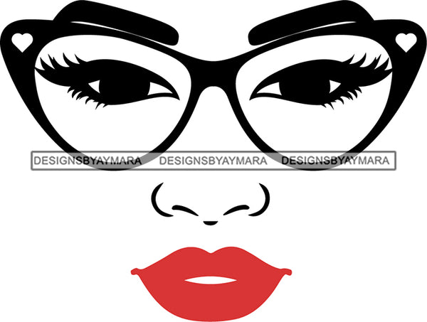 Afro Girl Babe Sexy Glasses Lips SVG Cutting Files For Silhouette Cricut