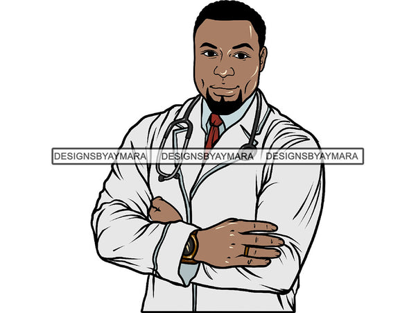 Handsome Black Man Doctor PNG For Print