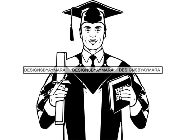 Graduation Graduate Hard Work Diploma Success Robe Cap Yearbook Certificate Determination College .PNG .SVG Clipart Vector Cricut Cut Cutting
