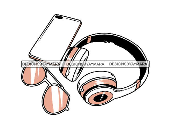 Headphones Airtight Box Electronics In-ear Intelligent Mobile Phone Wireless Technology .SVG .EPS .PNG Vector Clipart Digital Download