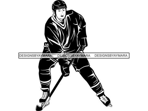 Hockey Player Sport Game Ice Rink Action Hobby Athlete Athletic Blue Team Tournament Competition .JPG .PNG .SVG Clipart Vector Cricut Cut Cutting