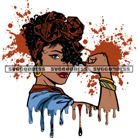 African Fitness Woman Showing Machel Color Dripping Vector Curly Hair Style White Background Beautiful Lipstick White Background SVG JPG PNG Vector Clipart Cricut Cutting Files
