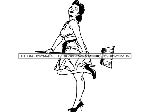 Cleaning Service Woman SVG Cut File For Silhouette and Cricut