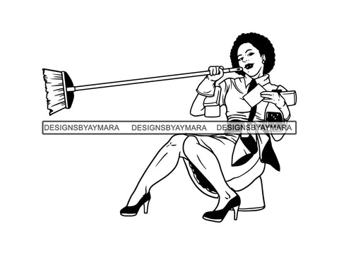 Cleaning Service Woman SVG Cut File For Silhouette and Cricut