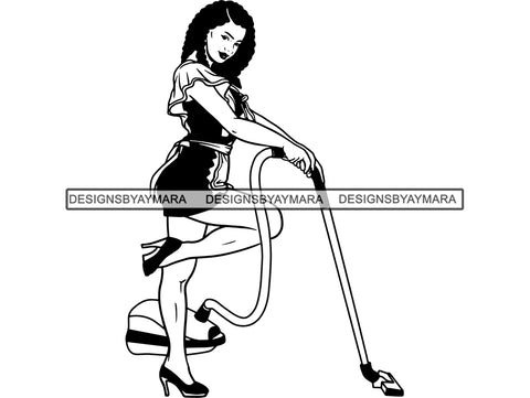 Cleaning Service Woman SVG Cut File For Silhouette and Cricut