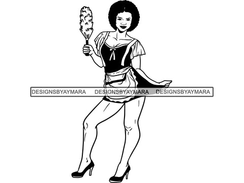 Cleaning Service Woman SVG Cut File For Silhouette and Cricut
