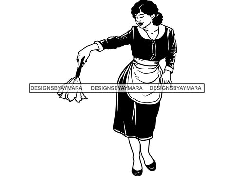 Cleaning Service Woman SVG Cut File For Silhouette and Cricut
