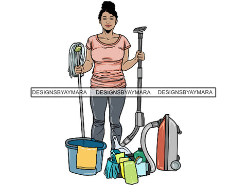 Cleaning Service Housekeeper Woman PNG File For Print