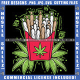 Cannabis Blunt in Red Box Marijuana Leaf Design Element Cannabis High Life 420 Smoke Pot Stoned Silhouette SVG JPG PNG Vector Clipart Cricut Cutting Files