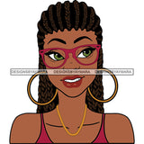 Afro Braids Woman Head Design Element Locus Hair Style Wearing Sunglass White Background Vector Smile Face Beautiful Girls SVG JPG PNG Vector Clipart Cricut Cutting Files