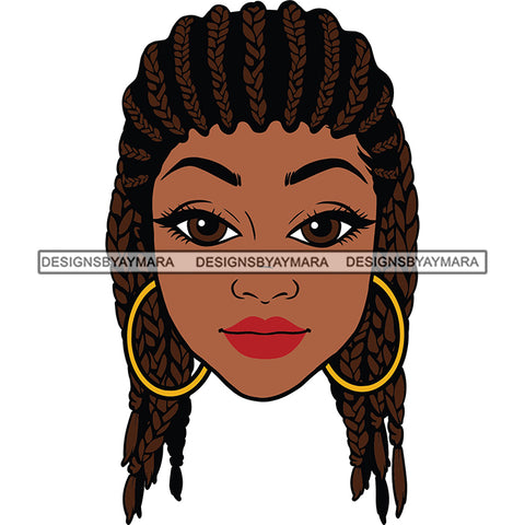 Afro Braids Woman Head Design Element Locus Hair Style White Background Vector Smile Face Beautiful Girls SVG JPG PNG Vector Clipart Cricut Cutting Files