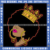 African American Beautiful Woman Head Design Element Melanin Nubian Girl Crown On Head Design Element Magic Ski Mask Gangster SVG JPG PNG Vector Clipart Cricut Cutting Files
