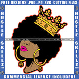 African American Beautiful Woman Head Design Element Melanin Nubian Girl Crown On Head Design Element Magic Ski Mask Gangster SVG JPG PNG Vector Clipart Cricut Cutting Files