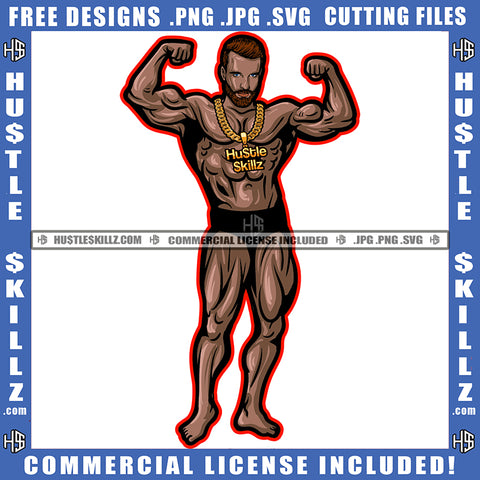 African American Fitness Man Showing Muscle Melanin Man Standing Design Eledment Magic Ski Mask Gangster SVG JPG PNG Vector Clipart Cricut Cutting Files