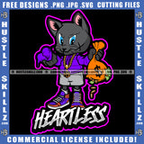 Heartless Quote Color Vector Gangster Cat Scarface Bank Bag Cash Hoodie Sneaker Design Element Hustler Plug No Heart Grind SVG PNG JPG Vector Cutting Cricut Files