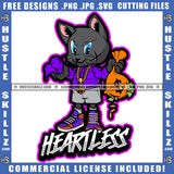 Heartless Quote Color Vector Gangster Cat Scarface Bank Bag Cash Hoodie Sneaker Design Element Hustler Plug No Heart Grind SVG PNG JPG Vector Cutting Cricut Files