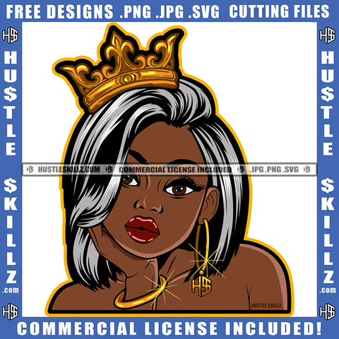 African American Beautiful Woman Nubian Girl Colorful Hair Black Girl Crown On Head Design Element Magic Ski Mask Gangster SVG JPG PNG Vector Clipart Cricut Cutting Files