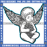 African American Baby Angle Setting On Floor Baby Holding Rose Flower Melanin Child Afro Hair SVG JPG PNG Vector Clipart Cricut Cutting Files