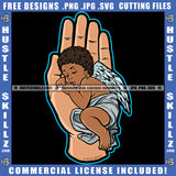 Baby Angle Sleeping On Hand Color Vector Design Element African American Baby With Wings Nubian Hand Clipart JPG PNG SVG