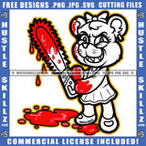 Evil Cat Holding Chainsaw With Blood Vector Standing Smiling Face Cat Design Element Blood Drooping On Floor Bad Ass Cat Vector Clipart JPG PNG SVG