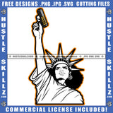 Statue Liberty Holding Gun White Color Vector Design Element Statue Hand Up Standing Color Line Crown On Head USA United Kingdom SVG JPG PNG Vector Clipart Cricut Cutting Files