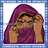 Woman Covering Face African American Girls Face Color Design Element Curly Hair Melanin Cute Girls SVG JPG PNG Vector Clipart Cricut Cutting Files